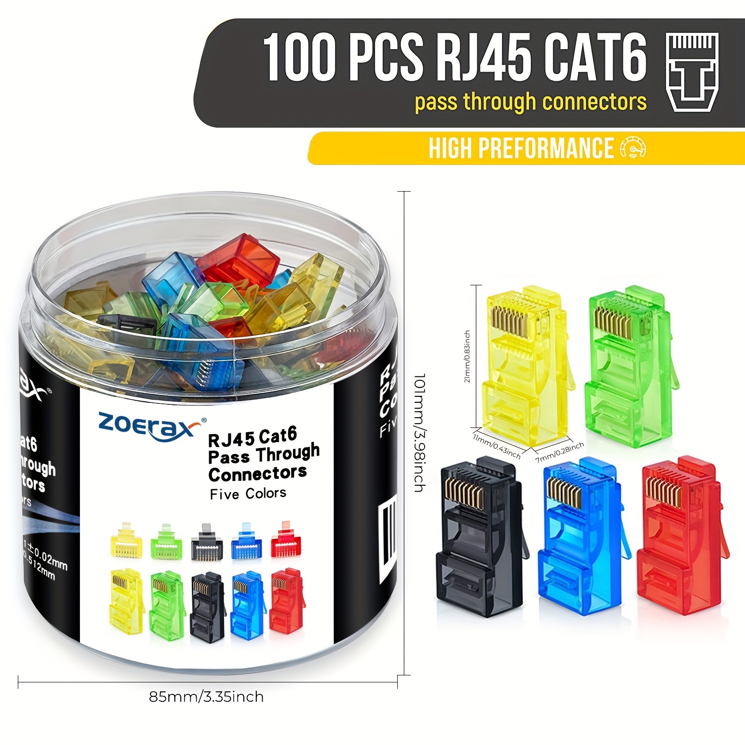 Rj45 Jack - ZoeRax 100 Adet RJ45 Cat6 Konnektör