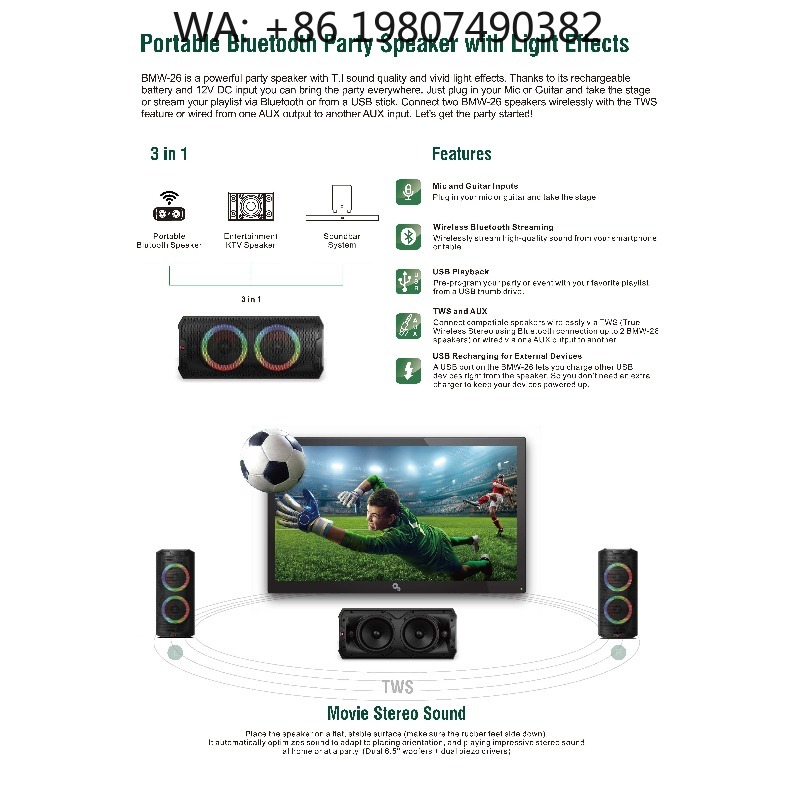 Woofer - Taşınabilir 6,5 İnç Aktif Hoparlör Kutusu,