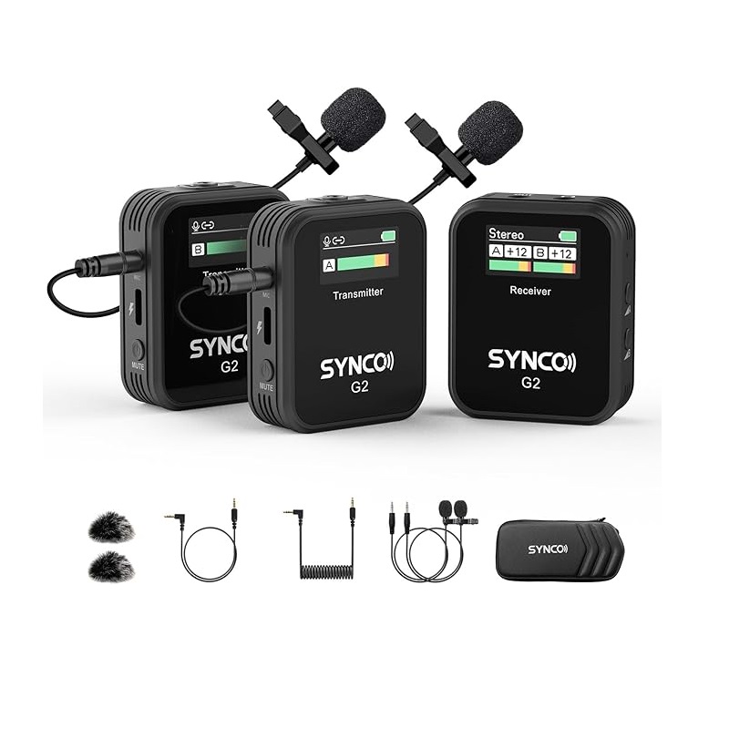 Condenser Microphone Kit - SYNCO Kablosuz Yaka Mikrofonu, G2(A2) 2.4G