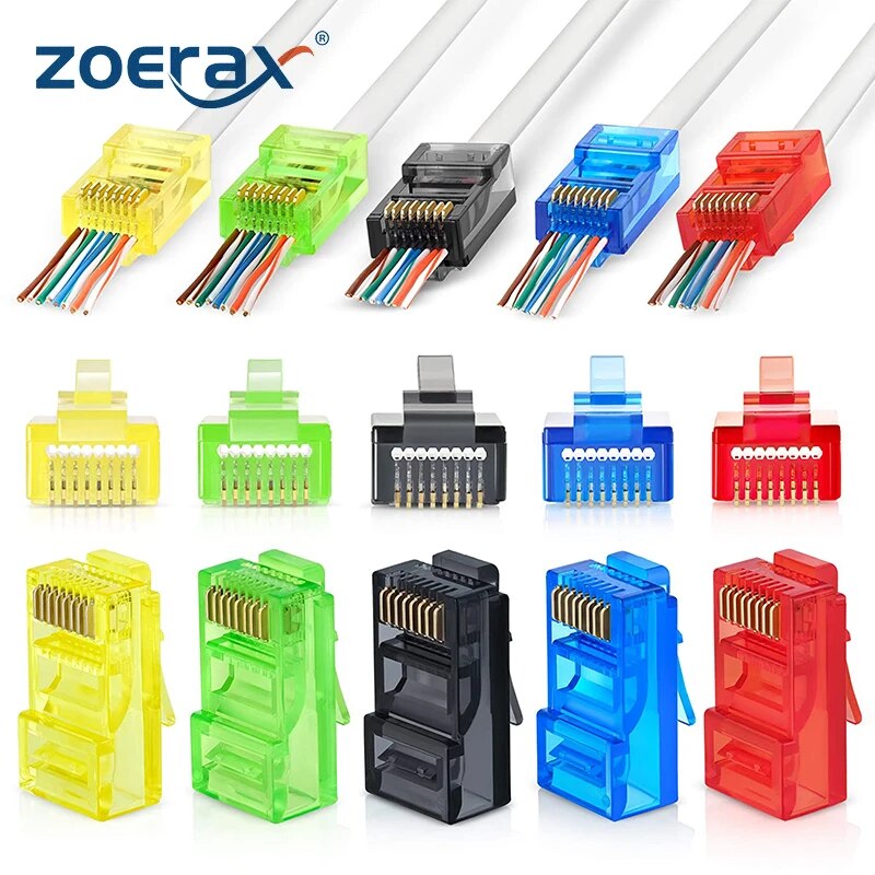Rj45 Jack - 50 adet RJ45 Cat6 Geçiş Konnektörleri,