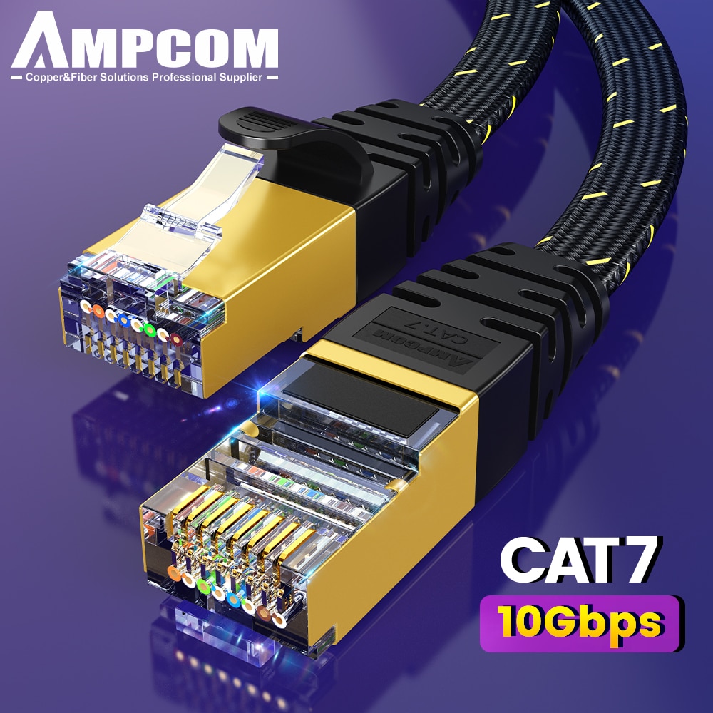 Rj45 Jack - AMPCOM CAT7 Ethernet kablosu düz Lan